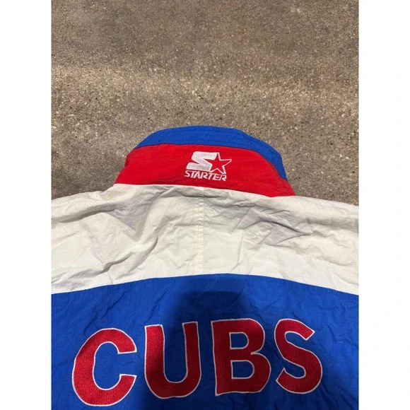 Starter Chicago Cubs Vintage MLB Windbreaker Jacket Blue Red White Mens Large